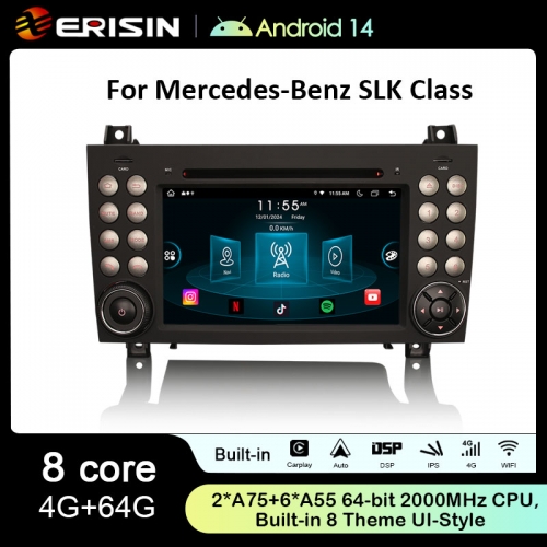 Erisin ES8940S 7" IPS Android 14.0 Car DVD Player GPS DSP 4G LTE Wireless CarPlay Auto Radio For Mercedes-Benz SLK Class R171 W171 SLK200 SLK280 SLK30