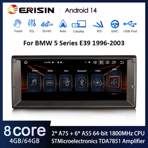 Erisin ES8503B 10.25" IPS DSP Android 14.0 Car Multimedia System For BMW 5 Series E39 M5 Stereo CarPlay Android Auto GPS TPMS DAB+ 4G LTE