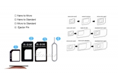 Erisin ip080 3 in 1 Nano SIM Card Converter Adapter to Micro & Standard - Universal with Eject Pin