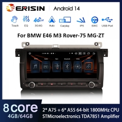 Erisin ES8504B 8.8" BMW E46 M3 Rover 75 MG ZT Android 14.0 Car Stereo DSP CarPlay & Auto GPS TPMS DAB+ 4G LTE Multimedia System