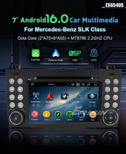 Erisin ES6540S 7" IPS Android 16.0 Car DVD Player GPS DSP 4G LTE Wireless CarPlay Auto Radio For Mercedes-Benz SLK Class R171 W171 SLK200 SLK280 SLK30
