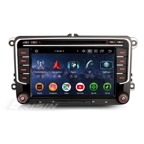 Erisin ES9135V Android 16 Car Stereo 8GB RAM 128GB ROM Wireless CarPlay Android Auto DSP 16-Band EQ GPS WiFi 4G for VW SEAT SKODA (2003-2015)