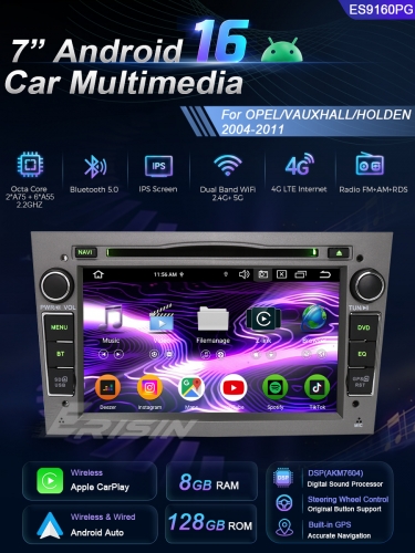 Erisin ES9160PG 8G+128G DSP Android 16.0  Car DVD for Opel Vauxhall Vivaro Astra (H) Combo Corsa Meriva Zafira Stereo CarPlay & Auto GPS 4G DAB+