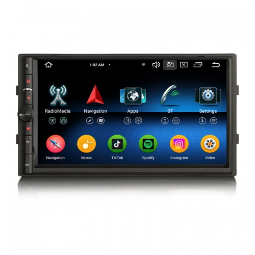 Erisin ES6736U Android 14.0 Nissan Car Multimedia Stereo GPS Navigation CarPlay Auto Radio WiFi OPS DSP 4G LTE BT5.0 Universal 2 Din DVD Player