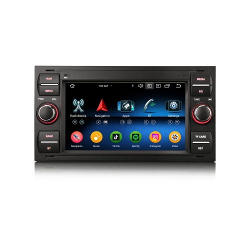 Erisin ES5766FB Android 14 Car Stereo GPS SatNav For FORD S/C-Max Focus II Galaxy Kuga Fiesta Transit Connect CarPlay Auto Radio IPS DSP 4G WiFi