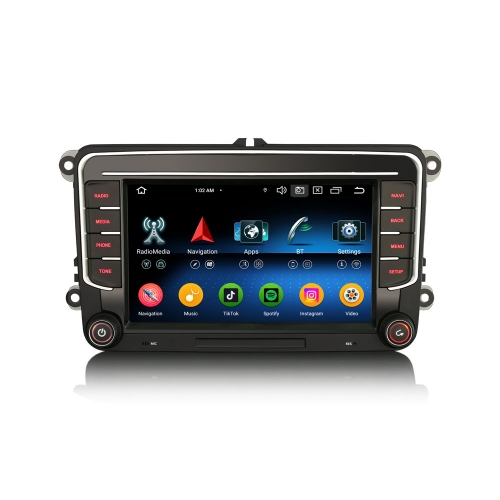 Erisin ES5735V IPS Screen Android 14 Car Stereo GPS SatNav Radio For VW Sharan Jetta Bora Caddy Golf Seat Skoda DSP 4G LTE Wireless CarPlay Auto BT5.0