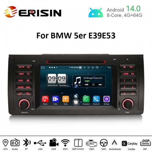 Erisin ES8753B 7" PX5 DSP Android 14.0 Car GPS DVD For BMW 5 Series E39 E53 X5 M5 CarPlay Auto 4G DAB+ WiFi Radio Stereo