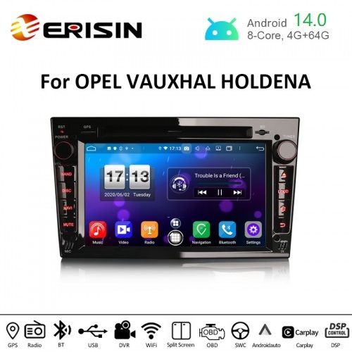Erisin ES8760PB 7" DSP Android 14.0 Car DVD for Opel Vauxhall Vivaro Astra Corsa Zafira Stereo CarPlay & Auto GPS 4G DAB+