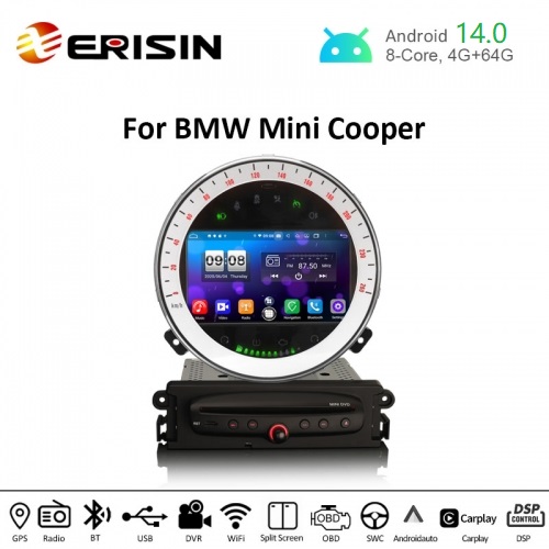 Erisin ES8711M 7" 64G Android 14.0 Car DVD GPS for BMW Mini Cooper CarPlay Android Auto DSP DAB+ RDS OBD2