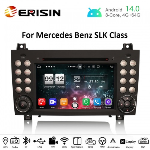Erisin ES8740S 7" DSP Android 14.0 Car DVD CarPlay & Auto GPS For Benz SLK R171 SLK200 SLK280 SLK300 Stereo 4G DAB+