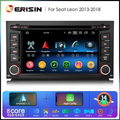 Erisin ES6732S 1Din Android 14.0 Car DVD GPS For Seat Leon Stereo DSP CarPlay & Auto Radio TPMS DAB+ 4G LTE Bluetooth 5.0