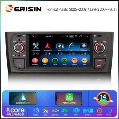 Erisin ES6723L Android 14.0 Car Stereo for Fiat Grande Punto Linea DSP IPS Screen WiFi CarPlay Auto GPS Navigation 4G BT Multimedia Player