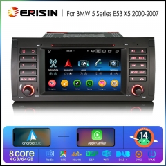 Erisin ES6753B Android 14.0 Car Multimedia System For BMW X5 E53 DVD Stereo Wireless CarPlay Auto Radio GPS DSP 4G LTE BT5.0