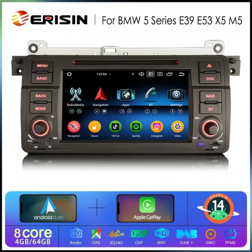 Erisin ES6746B Android 14.0 Car DVD GPS Navi For BMW E46 M3 Stereo Wireless CarPlay Auto Radio DSP 4G LTE BT5.0 Multimedia