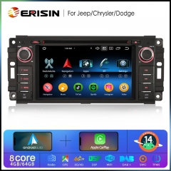 Erisin ES6762J 64G Android 14.0 Car Stereo DSP CarPlay & Auto GPS TPMS DAB+ 4G for Jeep Compass Wrangler Commander Dodge Chrysler Car Stereo DSP CarPl