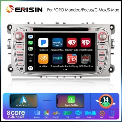 Erisin ES6768F 7" Android 14.0 Car Stereo for Ford Mondeo Focus C/S-Max Galaxy DSP CarPlay & Auto GPS TPMS DAB+ 4G DVD System