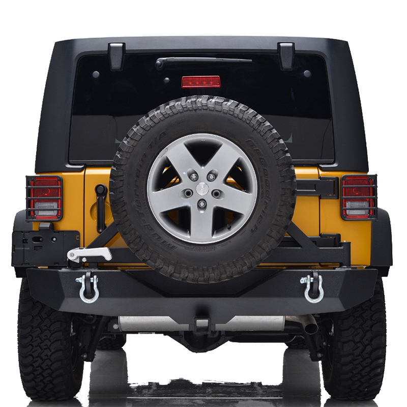 Steel Black Rear Bumper With Tire Carrier For Jeep JK 2007-2018