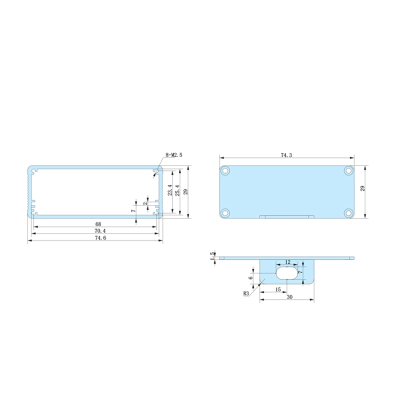 74x29-L aluminum extruded small metal box industrial control enclosures products