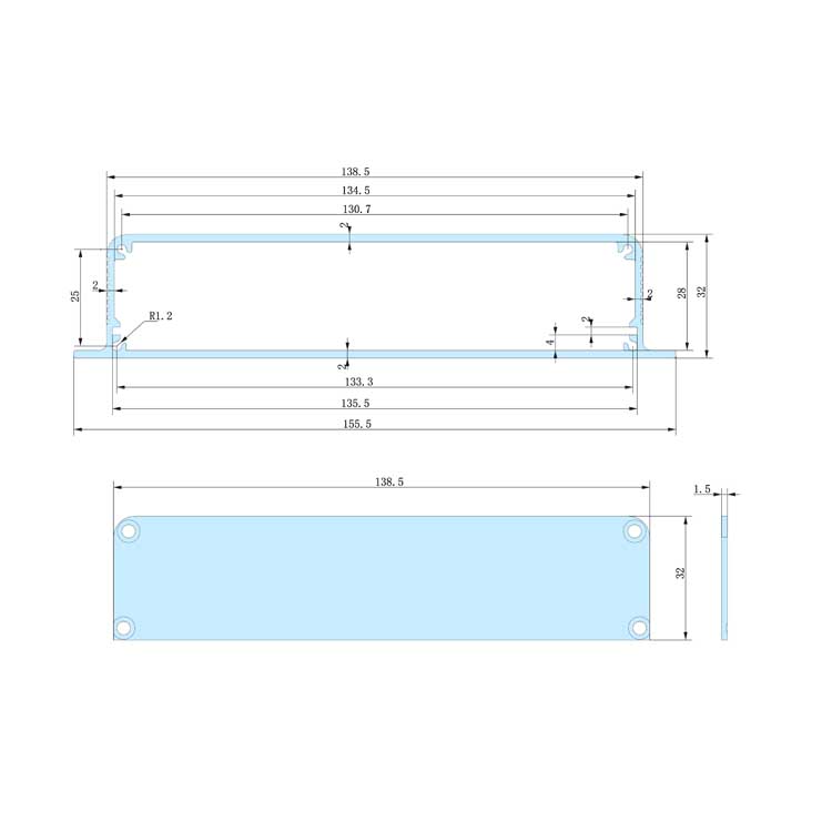 155*32浦美pcb线路板铝合金外壳 接线盒 仪表铝型材外壳 铝盒定制