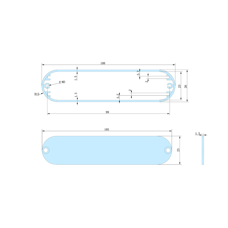 108x26-70 aluminum extrusion housing enclosure diy box electronic pcb housing