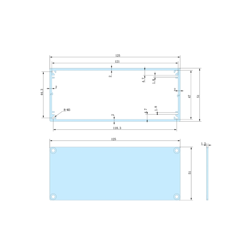 125*51-L aluminum amp chassis box metal enclosure design china aluminum enclosure