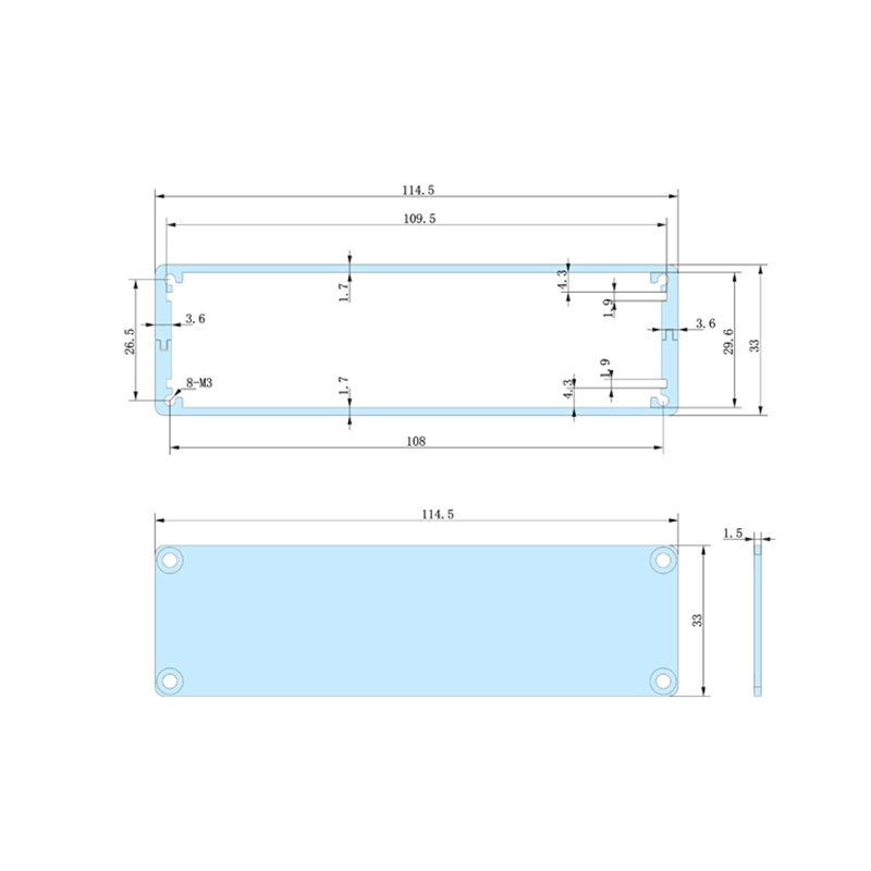 114*33-L diy electronics enclosure metal project box aluminum profile box cabinet