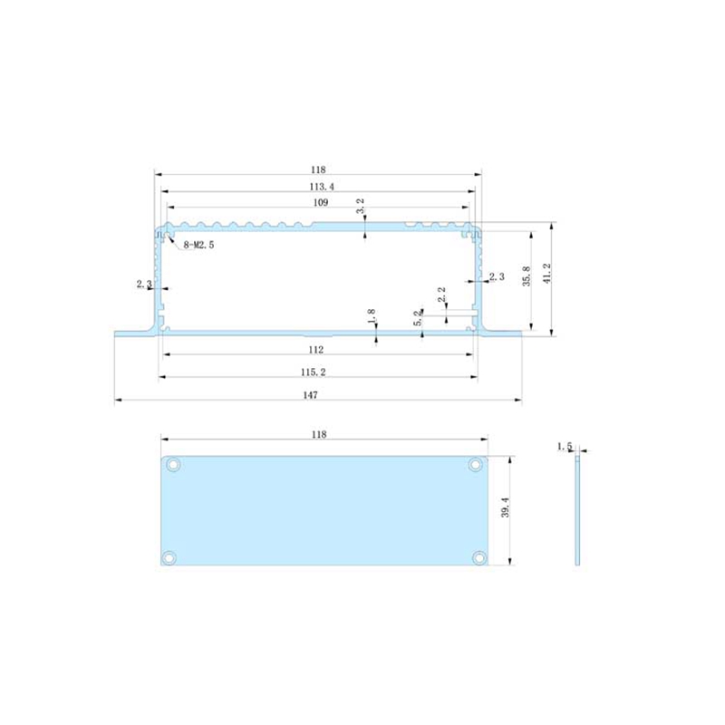 147*41-L wall aluminum enclosure box design electrical metal equipment enclosures