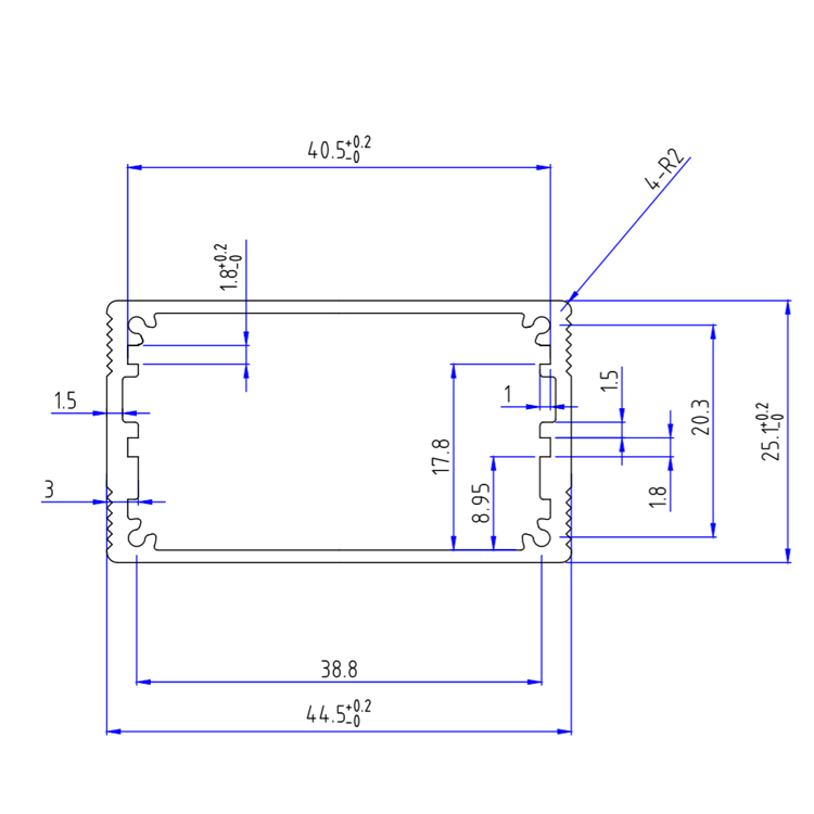 44*25aluminum extrusion housing with electrostatic powder coating