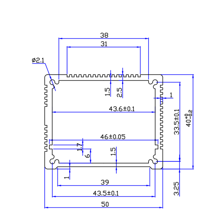 50*40PCB外盒铝合金型材外壳 铝合金型材仪器仪表铝外壳 铝盒外壳