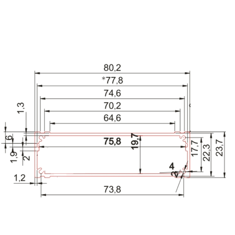 80*24anodizing aluminum extrusion enclosure for sensor module