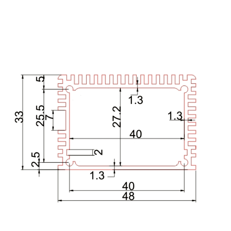 48*33Aluminum extrusion shell/aluminum heatsink enclosure/extruded profile enclosure