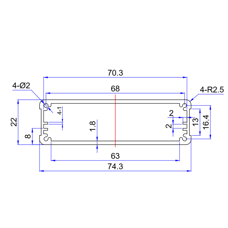 74*22Anodized Aluminum for Electronics Pcb Enclosure aluminum extrusion enclosure electronic box