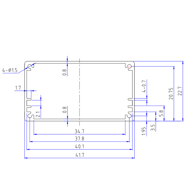 42*23aluminum extrusion for power supply instrument enclosure