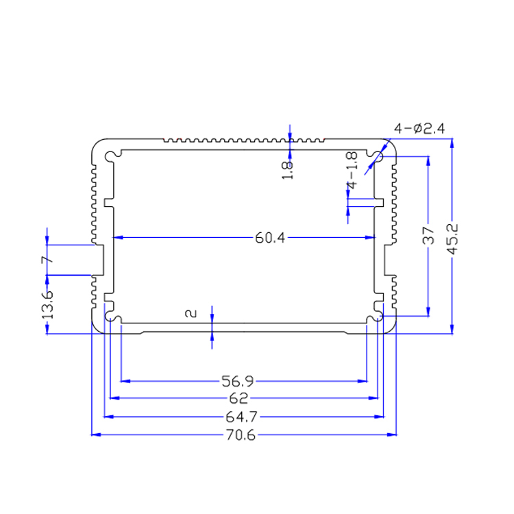 70*45电子外壳PCB元件铝型材外壳仪表铝壳模块铝盒音频解码器壳体