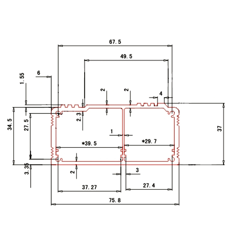 75.8*37Anodized Aluminum Housing For PCB aluminum project box enclosure case free