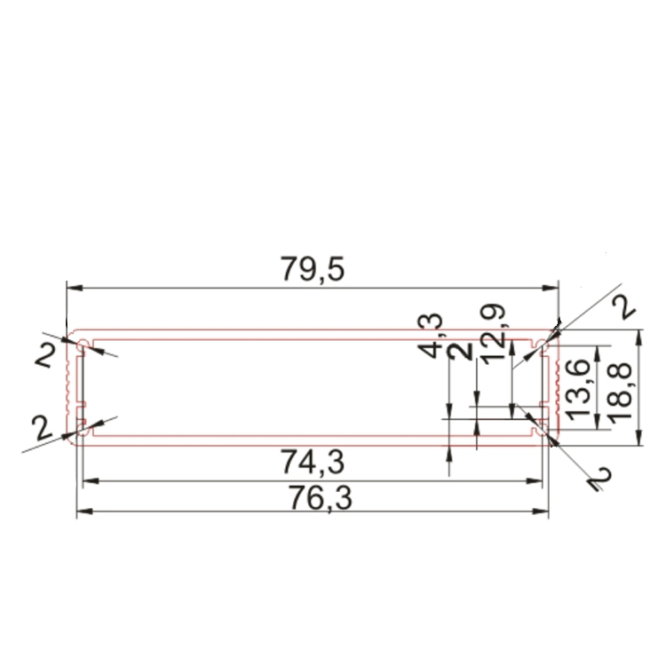 80*19anodized extruded Leading Aluminium Enclosure Manufacturer