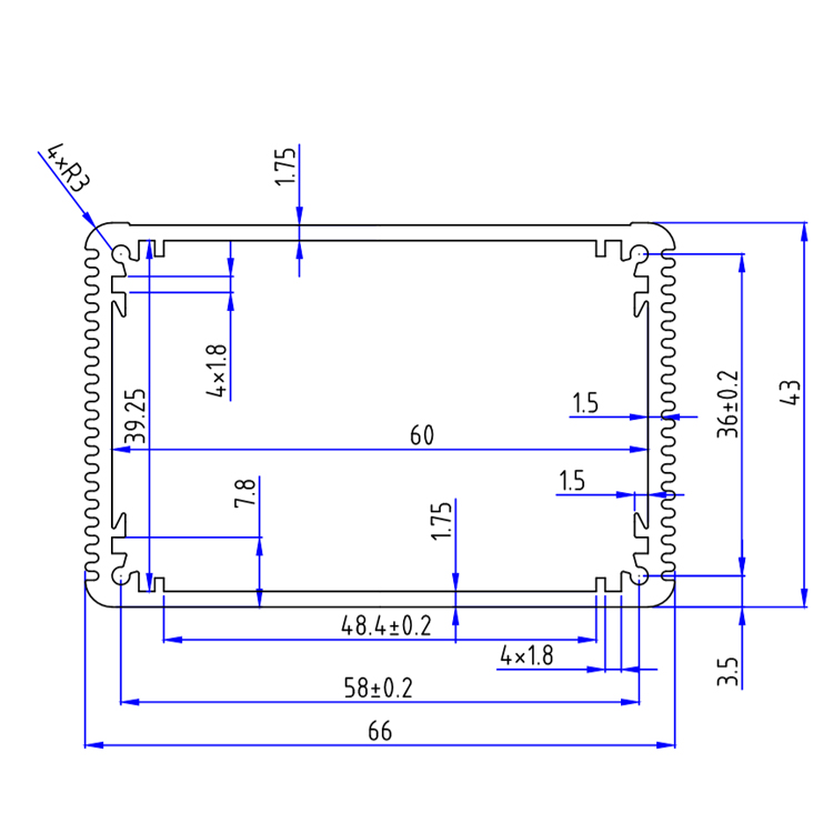 66*43Aluminum profile enclosure DIY aluminum junction box case PCB outer shell high quality cabinet