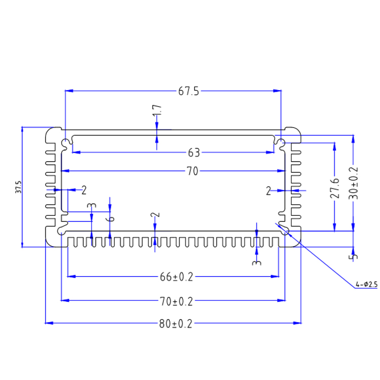 80*37.5Anodizing Look Extrusion Aluminum Case Electronics Cable Enclosure for Project