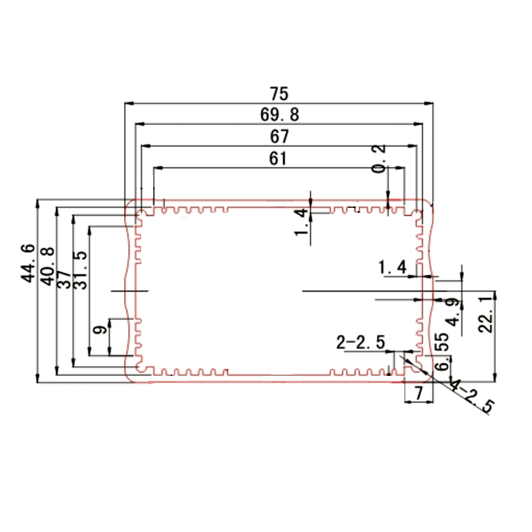 75*45Anodized Aluminum for Electronics Pcb Enclosure metal enclosure