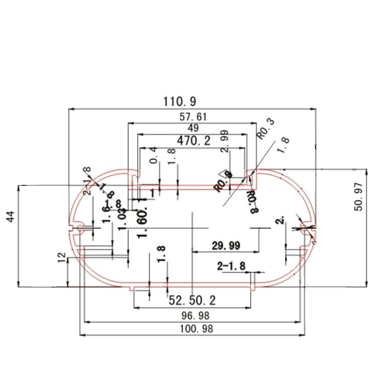 111*50仪表铝型材壳体/DIY电子铝合金机箱/功放仪器线路板盒外壳