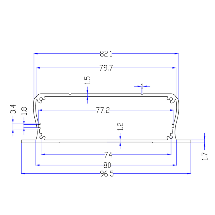 96.5*28 China electronics extruded small anodized aluminum light box extrusion