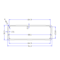 91*30China electronics powder coating extruded aluminum extrusion box