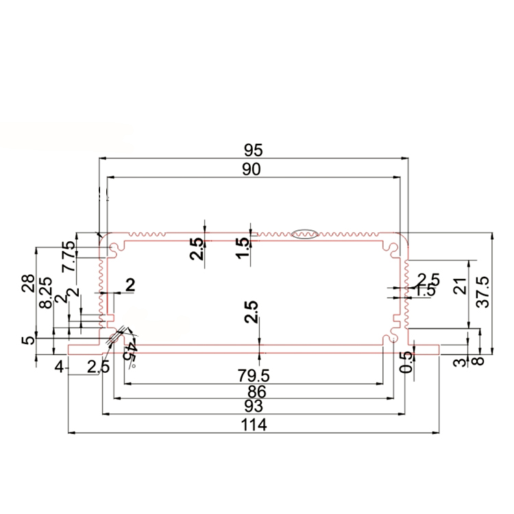 114*37.5China Suppliers New Quality Extruded Aluminum Enclosure profile extruded housing