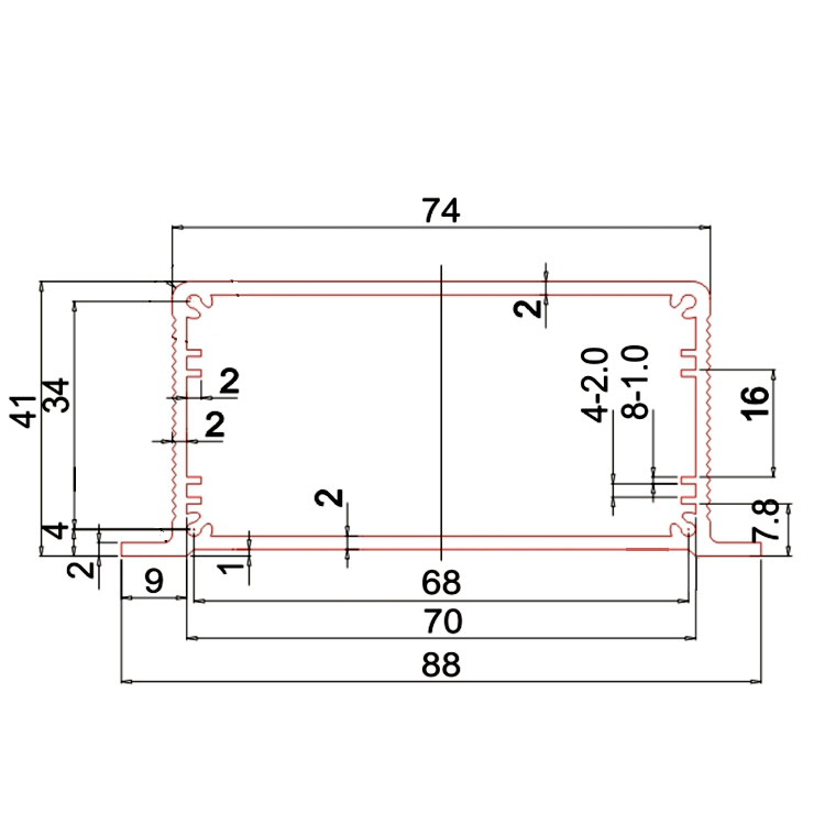 88*41China electronics anodized extruded waterproof aluminum presentation bo