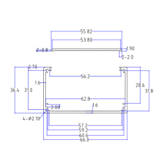 66*36 6063 aluminum alloy heatsink extrusion electronic enclosures boxes with anodizing extrusion project box diy