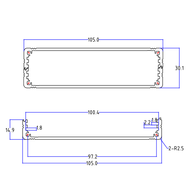 105*30分体式铝外箱机壳GPS外壳HIFI小功放外壳PCB安装盒铝外壳体