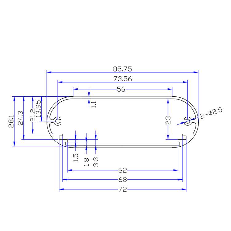 86*28Best Selling high quality aluminum extrusion electronic heatsink Housing/Enclosure/Case/Shell