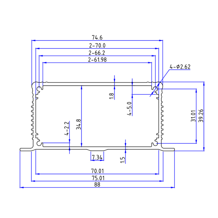 88*39China electronics anodized extruded waterproof Aluminum Electronic Enclosure