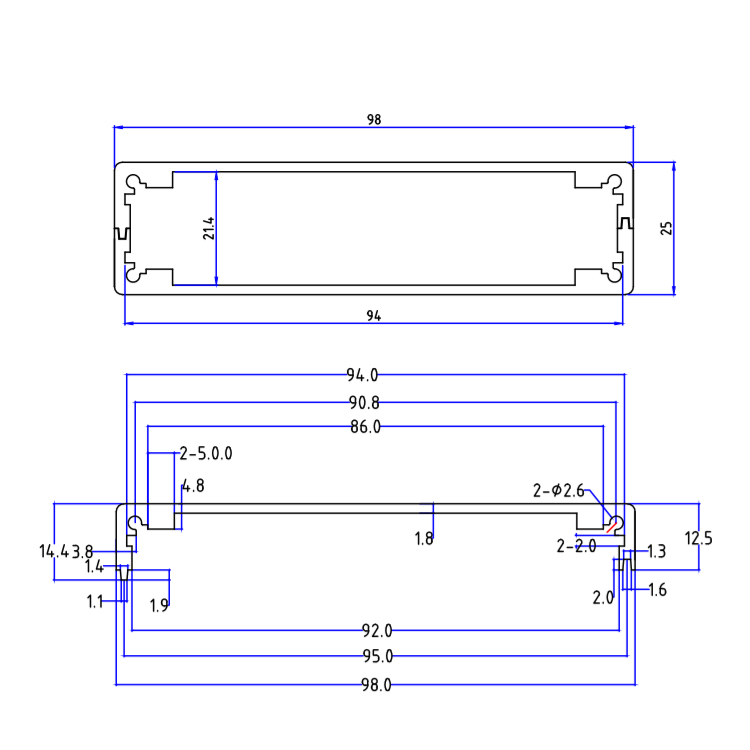 98*25aluminium case diy electronic project enclosure junction box aluminum for Circuit board