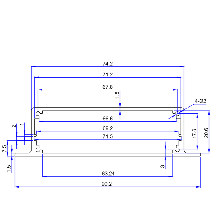 90*24China electronics extruded small anodized aluminum box